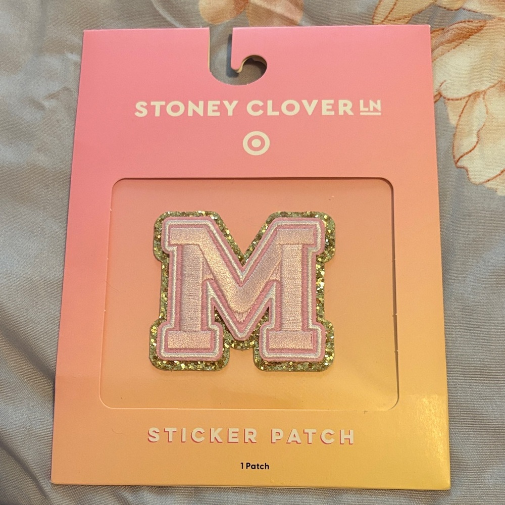 Stoney Clover Lane Pink and Gold Glitter M Patch